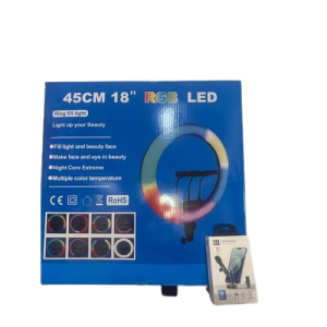 18” LED Ring Light with Tripod Stand + K9 Dual Microphone Kit